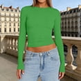 thumbnail image 2 of Womens Athletic Tops Valentines Day Shirts for Women Shirt Women Cold Gear Girls Shirts Long Sleeve Solid T Shirt Loose Athletic Tees Fashion Womens T Loose Tops Summer Solid Tee Green XL, 2 of 4