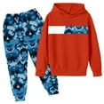 thumbnail image 4 of Ulitacool Boys Winter Outfits Fall Winter Sweatsuit Camo Print Hooded Long Sleeve Sweatshirt Pants Loose Fit Kids 2 Piece Sweet Simple Boys Clothes Red 13-14 Years, 4 of 4