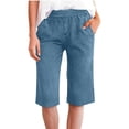 thumbnail image 4 of Inglocry Bermuda Shorts for Women 2026 High Waisted Drawstring Trendy Stretchy Denim Shorts Knee Length Cutoff Loose Fit Long Short Pants Blue XL, 4 of 5