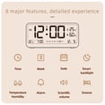 thumbnail image 2 of Tignapoo Multifunctional LCD Desk Clock with Dual Alarm, Temperature & Humidity Display, Adjustable Brightness, Night Light Mode, 12/24HR Format, Snooze Function, White (Batteries Not Included), 2 of 7