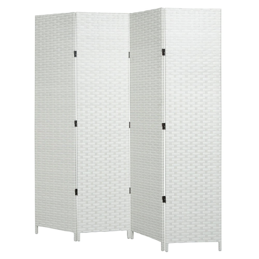 MyGift Woven 4 Panel Folding Room Divider, 64" Tall, White Walmart