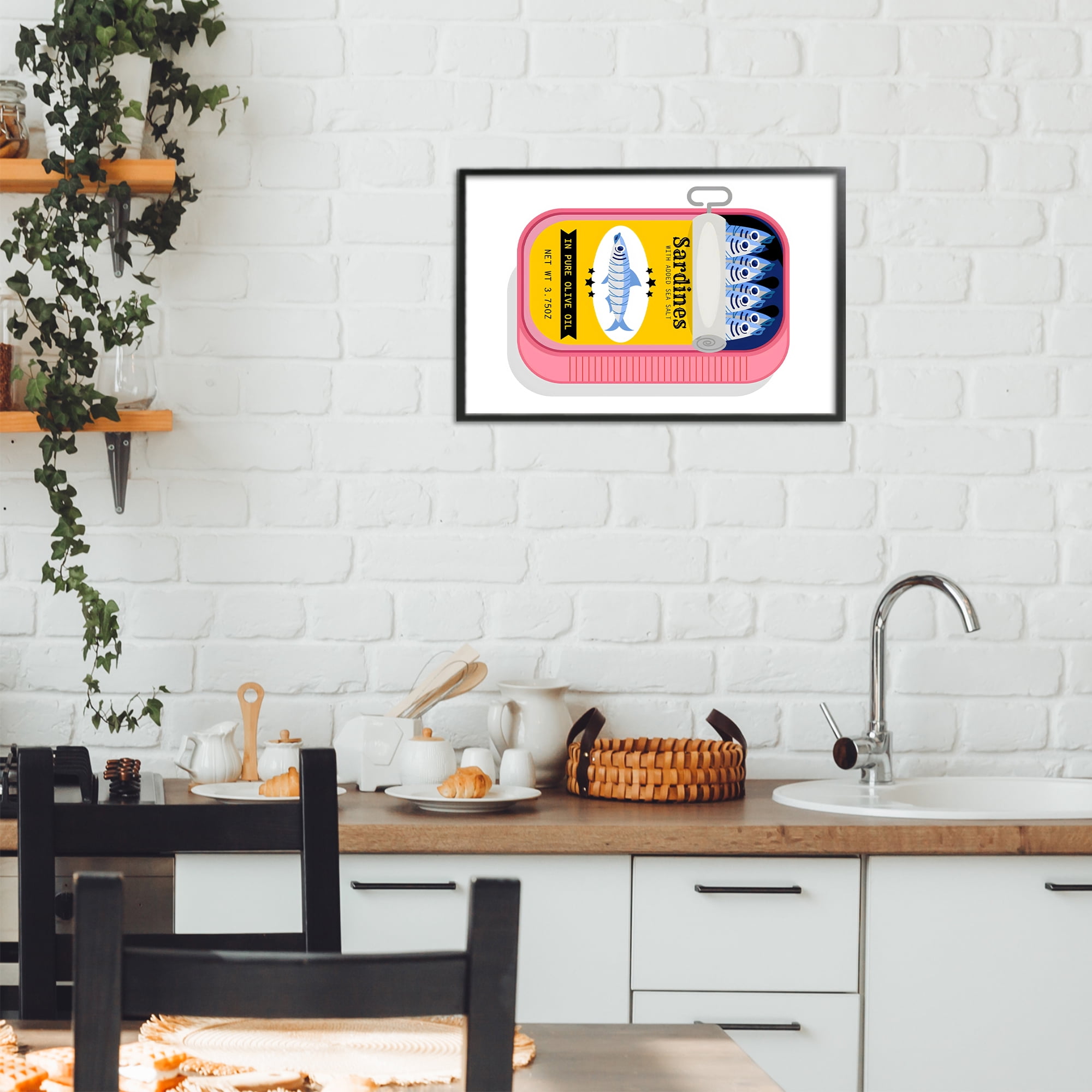 Stupell Industries Retro Can of Sardines Black Framed Giclee Art, design by Creative Studio