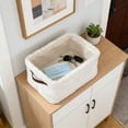 thumbnail image 7 of 2 Pack 13x9x7in White Plush Fabric Storage Bins, Narrow Organizer Baskets for Clothes, Cosmetics, Small Toys, Keys, Home Decor, 7 of 7