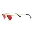 thumbnail image 2 of Funky Cropped Half Circle Flat Top Half Metal Rim Hippie Sunglasses Gold - Red, 2 of 7