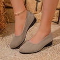 thumbnail image 5 of CQONEPT Womens Ballet Flats Business Office Work Dress Shoes Low Wedge Round Toe Slip Ons Comfortable Dressy Casual Flats Shoes Khaki 42, 5 of 6