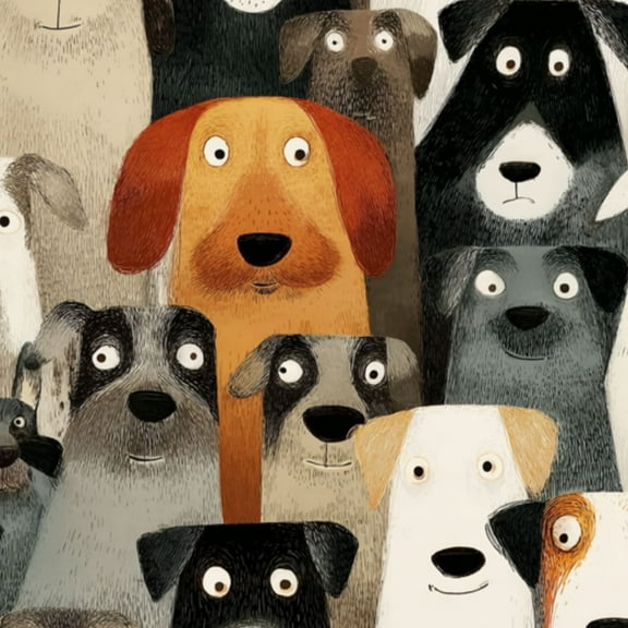 Boho Peel and Stick Wallpaper Cute Cartoon Dogs Various Breeds Expressions Contact Paper 23.6in x 9.8ft Wallpaper Removable Self Adhesive Wall Paper for Bedroom