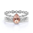 thumbnail image 1 of Dazzling Boho & hippiepie 2.25 Carat Pear Cut Morganite And Diamond Moissanite Engagement Ring, Classic Wedding Ring, Two Matching Band in 10k Solid White Gold, Birthday Gift, Promise Ring, 1 of 3