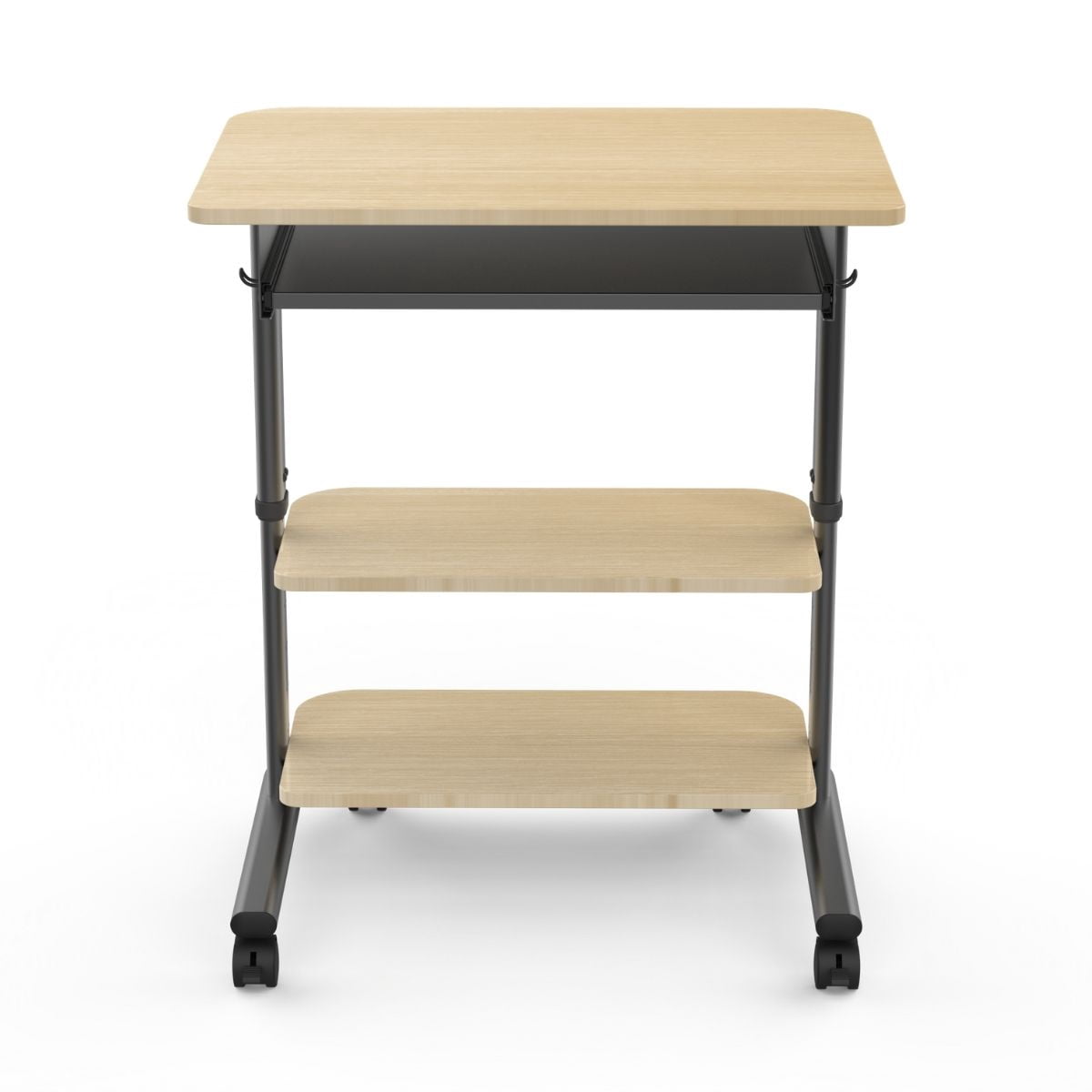 Stand Up Desk Store Adjustable Height Mobile Laptop Workstation with Retractable Keyboard Tray (Charcoal Frame/White Oak Top, 29” Wide)