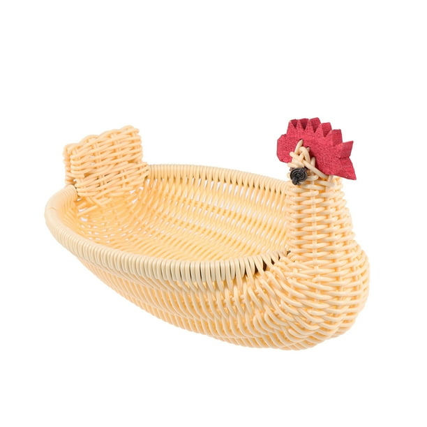 Cesta de almacenamiento tejida de ratán, cesta para frutas, bandeja creativa de plástico para aperitivos, pollo mediano