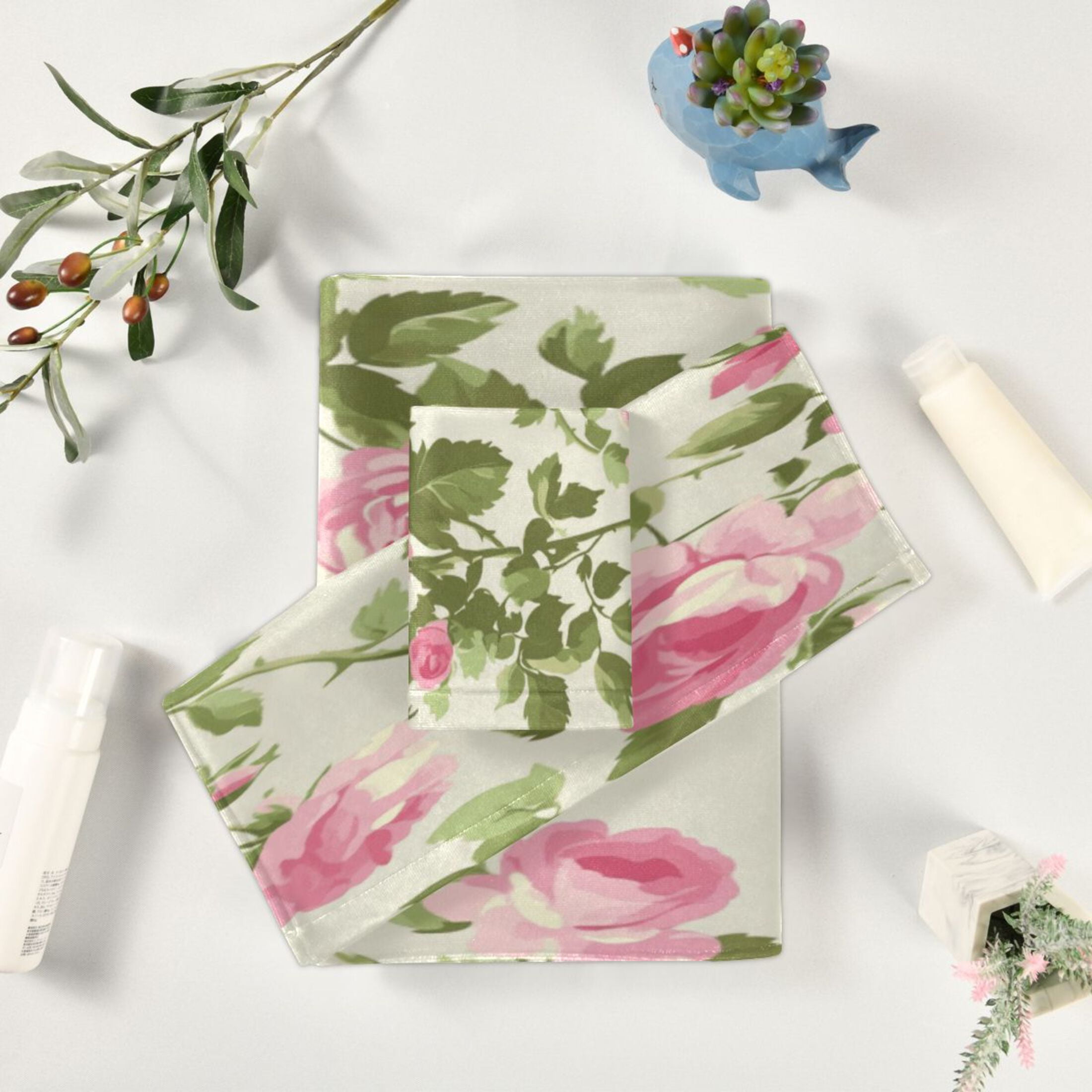 Three-Piece Towel Set Face Towel Towel Set Hand Towel Bath Towel Cotton Bath Towels Bath Towel Sets Hand Bath Towels Pretty Pink Rose