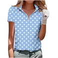 thumbnail image 3 of BRGZLK Womens Short Sleeve Golf Tennis Shirts Zip Up Casual Summer Athletic Workout Tops Tee Solid/Floral For Office Vacation, 3 of 6