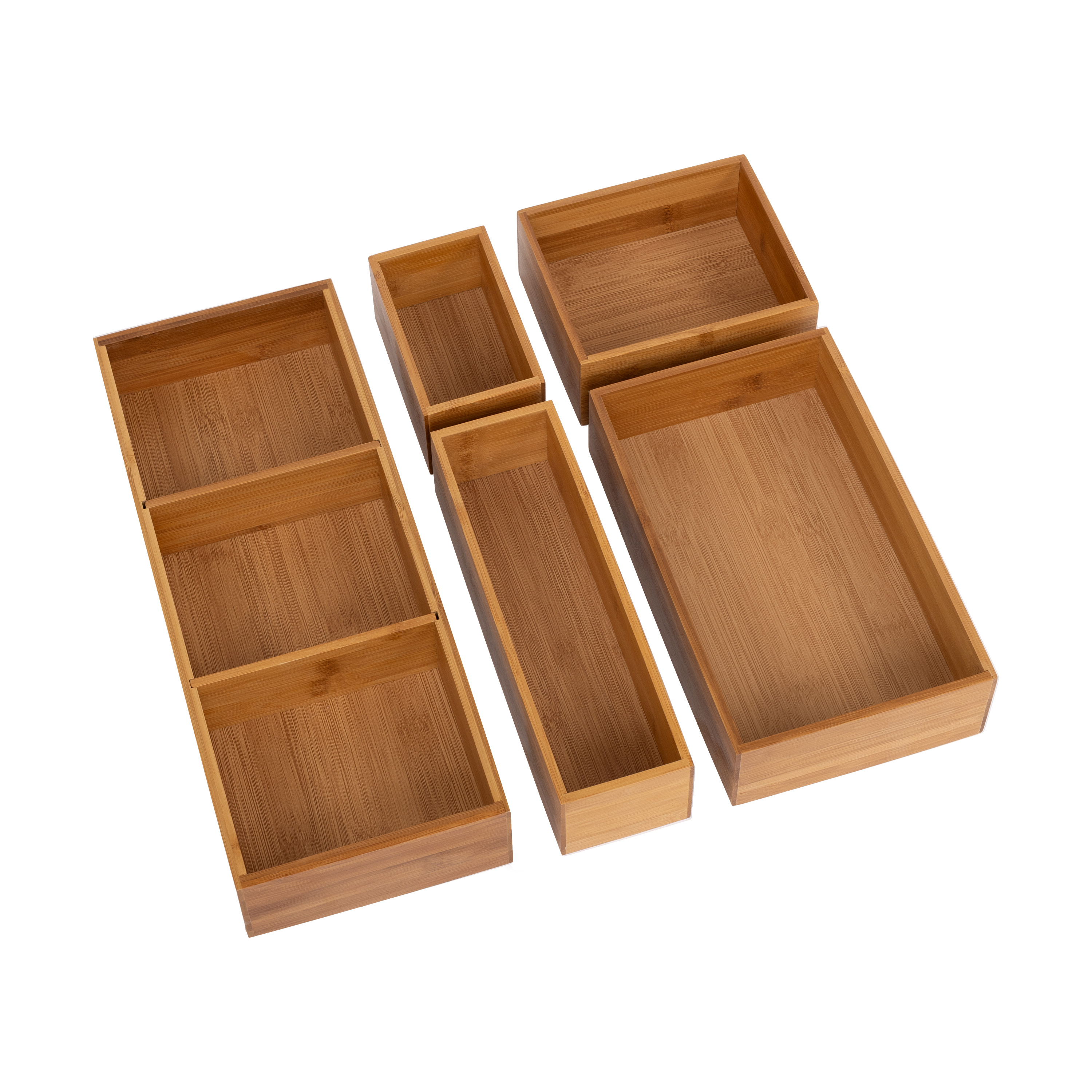 5-Piece Bamboo Storage Box Set with 3 Compartments by Seville Classics - image 2 of 14