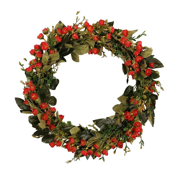Marryso Door Wreath for Front Door Outside Simulation Fragrant Snowball Flower Wreath Garland Door Hanging Plant Decoration