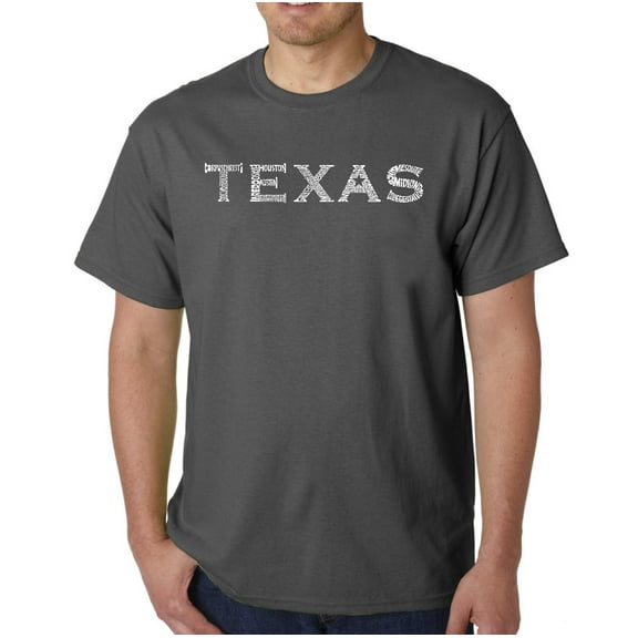 LA Pop Art Men's Word Art T-Shirt - THE GREAT CITIES OF TEXAS