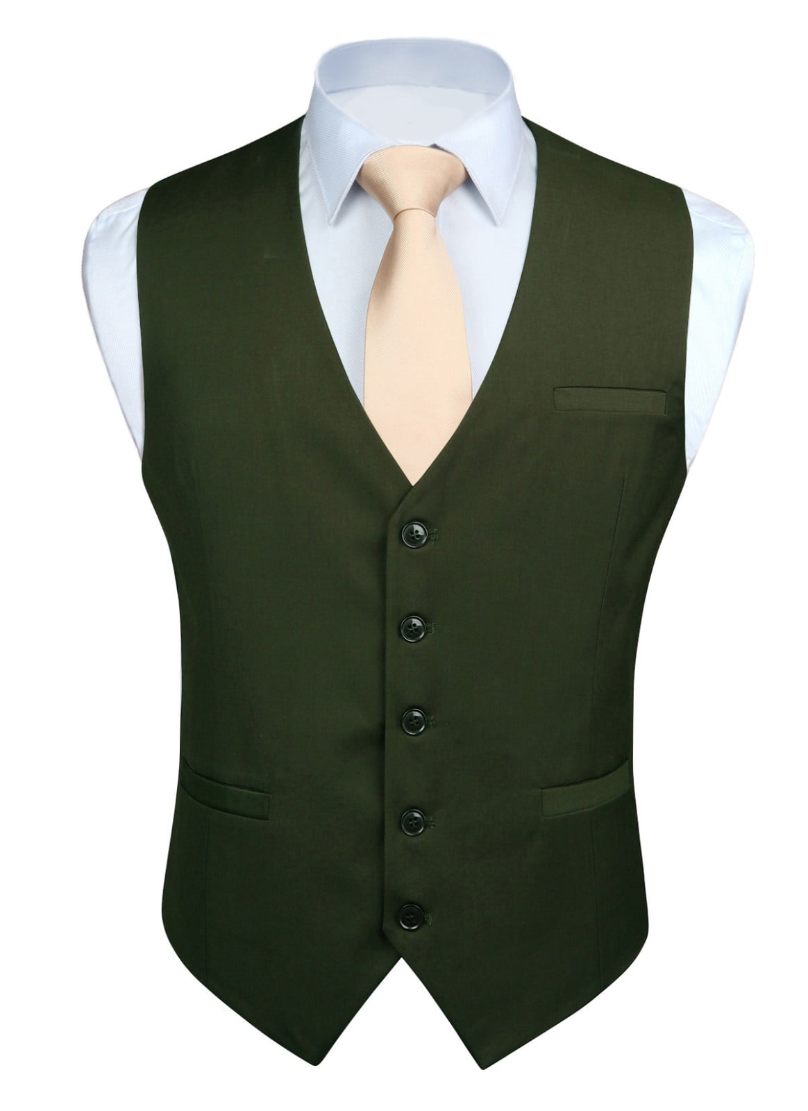 HISDERN Men's Suit Vest Business Formal Dress Waistcoat Vest with 3 ...