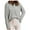 Gray, variant on WREESH Womens Fashion Sweaters Casual V Neck Solid Color Pullover Loose Fit Long Sleeve Tops Button Round-Neck Casual T-Shirt Top Blouse Gray