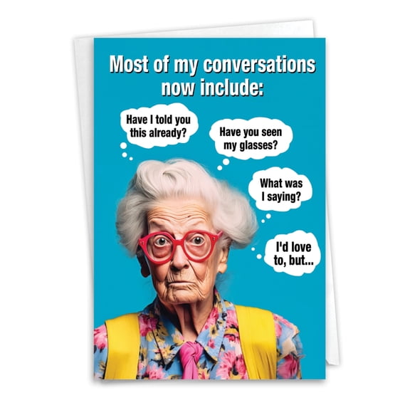 NobleWorks Funny Birthday Greeting Card with 5 x 7 Inch Envelope (1 Card) Bday Most Conversations C10828BDG