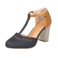 thumbnail image 1 of Chaussures pour Femmes Chaussures Talons Hauts pour Femmes Mode Rome Bout Rond Sandales à Bride à Boucle Talon Épais Talons Hauts Chaussures, 1 of 9