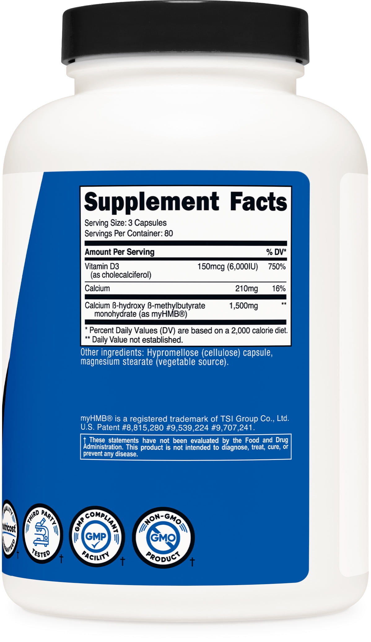 Nutricost HMB (1000mg) and Vitamin D3 (4000 IU) Supplement - 240 Capsules, 120 Servings - Gluten Free and Non-GMO