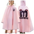 thumbnail image 1 of XASZHN Children's Raincoat Hidden Backpack Riding Rainwear Cartoon Print Long Medium Sized Children's School Poncho Waterproof Raincoat Pink 12-14 Years, 1 of 5