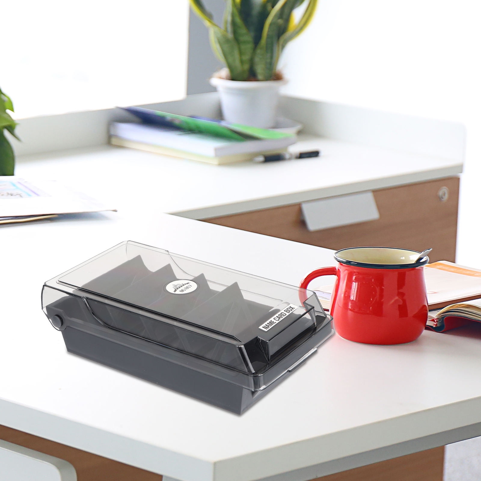 UPOUART Business Cards Holder Black Card Storage Box with Portable Design for Office Or Home