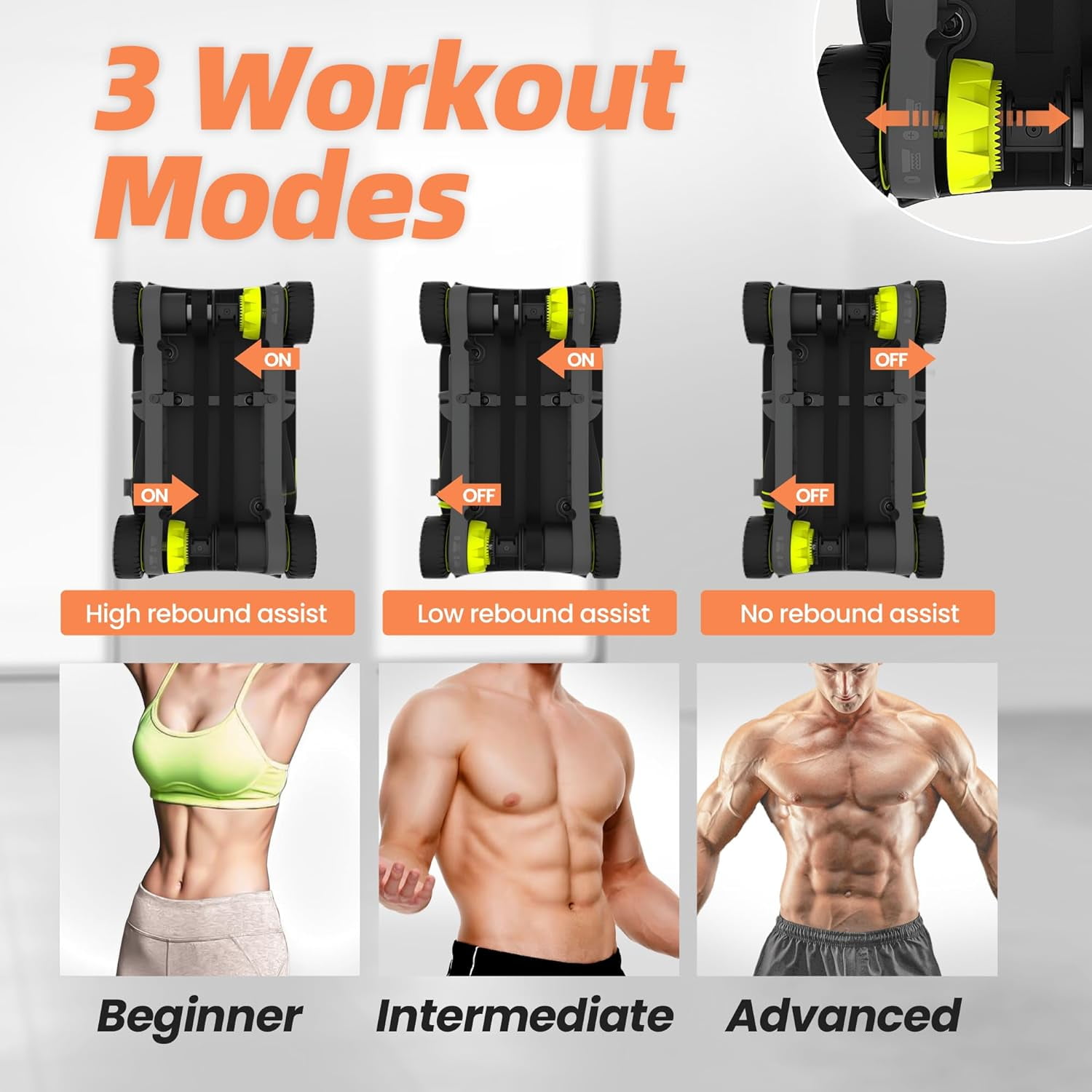 Wonder Core Slide Fit, Ab Roller Board with 4 Wheels, Automatic Rebound Abdominal Roller Wheel for Core Workout, Abdominal Trainer with Knee Pad, Ab Exercise Equipment, Fitness Rolling Board, Green