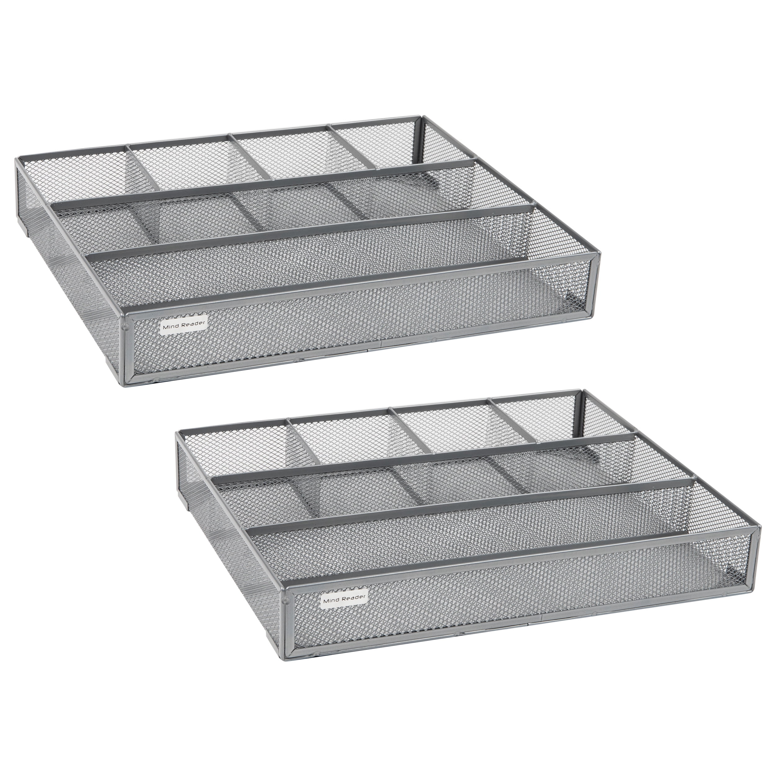Mind Reader Drawer Organizer, Utensil Organizer, Office, Kitchen, Metal, Set of 2, Black
