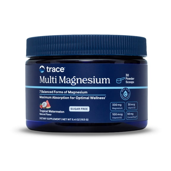 Trace Minerals Multi Magnesium Powder for Stress, Energy and Heart Health, Tropical Watermelon, 30 Servings