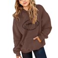 thumbnail image 3 of GiLiling Girls Football Print Hooded Sweatshirt, Long Sleeve Pullover Hoodie Top, Trendy Comfy Loose Casual Sweatshirt for Kids Sporty Wear (Coffee, 7-8 Years), 3 of 5