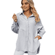 thumbnail image 2 of Camisas de Rayas con Botones para Mujer, Túnicas de Larga, Negras, Talla XL, 2 of 9