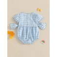 thumbnail image 5 of Baby Toddler Girls Romper, 3 6 12 18 Months Short Sleeve Crew Neck Plaid Bow Infant Bodysuit Summer Clothes, 5 of 9
