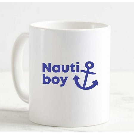

Coffee Mug Blue Boy Anchor Funny Nautical Water Boating Sea White Cup Funny Gifts for work office him her