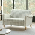 thumbnail image 3 of Tina's Home 50" Farmhouse Loveseat Sofa, Stripe Blue Upholstered Couch with Wide Seat, Sloped Arms and Solid Wood Bobbin Legs, 3 of 8