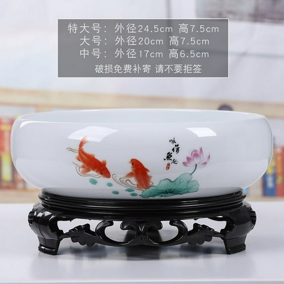 Meggemo Ceramic Flower Pot with Plastic Tray Round Ceramic Plant Pot with Drainage Hole and Plastic Base Tray for Indoor Outdoor Potted Plants Flowers Herbs Succulents