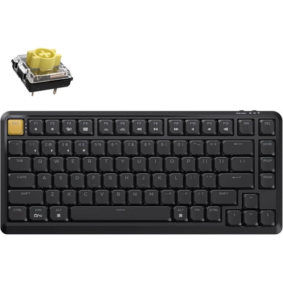 Keychron KJ1 Low Profile Wireless Mechanical Keyboard - 75% Layout Banana Switch, QMK RGB Backlit, 2.4G/Bluetooth/USB-C, Double-Shot PBT Keycaps, 2000mAh Battery, Mac/Win/Linux Compatible - Black