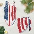 thumbnail image 4 of Xixirimido US Flag Print Quick Dry Girls One Piece Swimsuit with Removable Bra, Modest One Shoulder Bathing Suit with Mesh Cover Up Skirt, Size 15-16 Years, 4 of 7