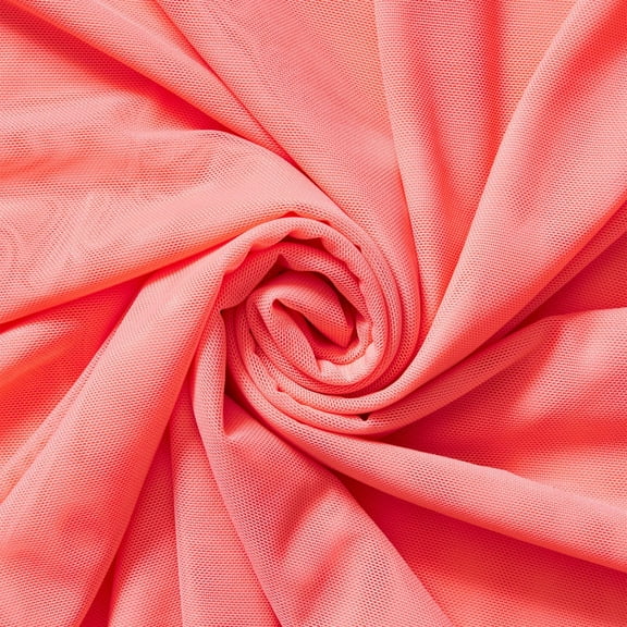 Solid Power Mesh Fabric Nylon Spandex 60" Wide Stretch Sold BTY Many Colors (Coral, 1 YARD)