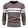 thumbnail image 2 of Men's Crew Neck Knit Sweater Long Sleeve Striped Pullover Casual Polyester Top, 2 of 5