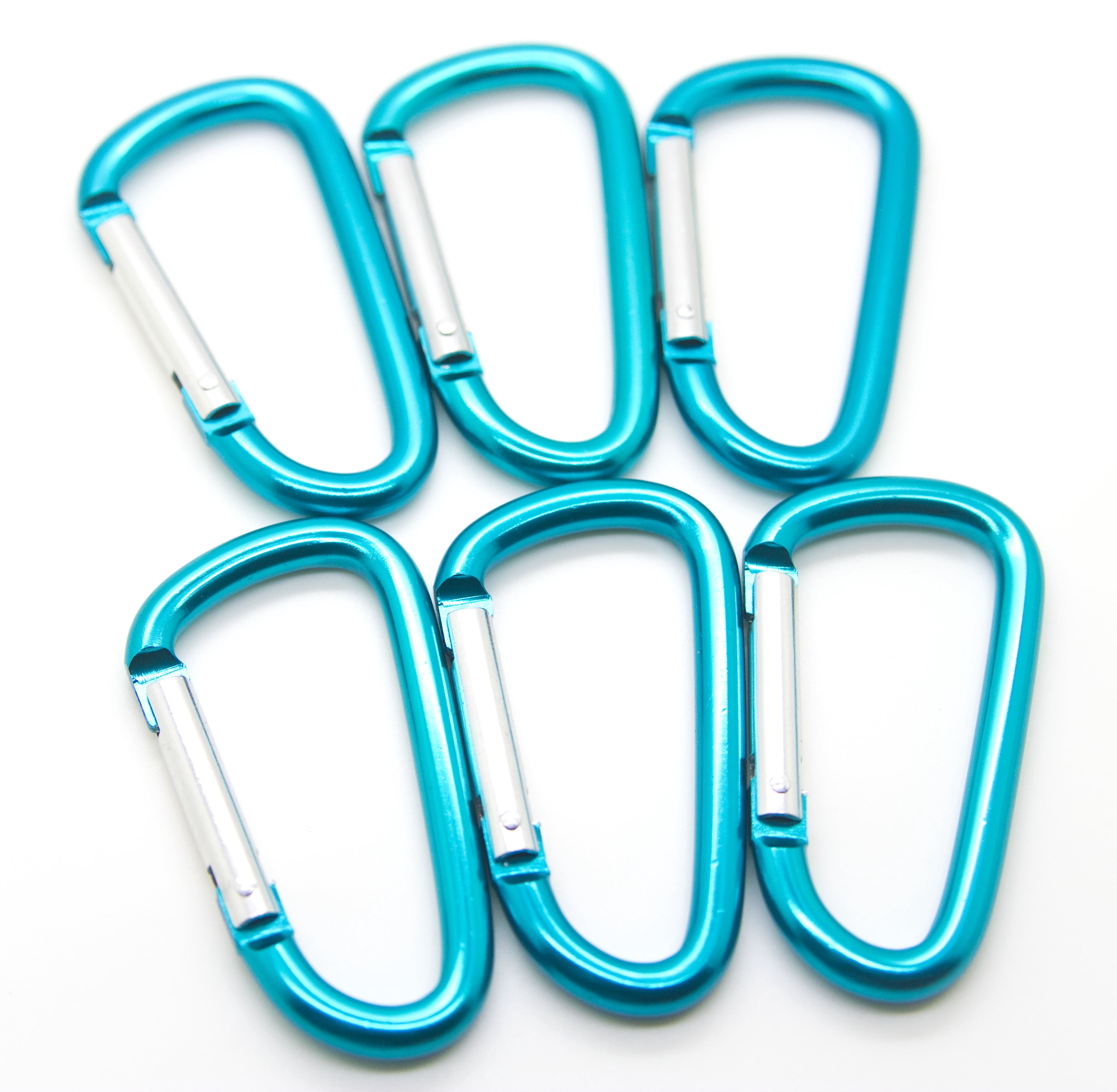 Pack 50 pcs - 3 inch Teal Aluminum Carabiner D Shape Buckle Pack, Keychain Clip, Spring Snap Key Chain Clip Hook Buckle