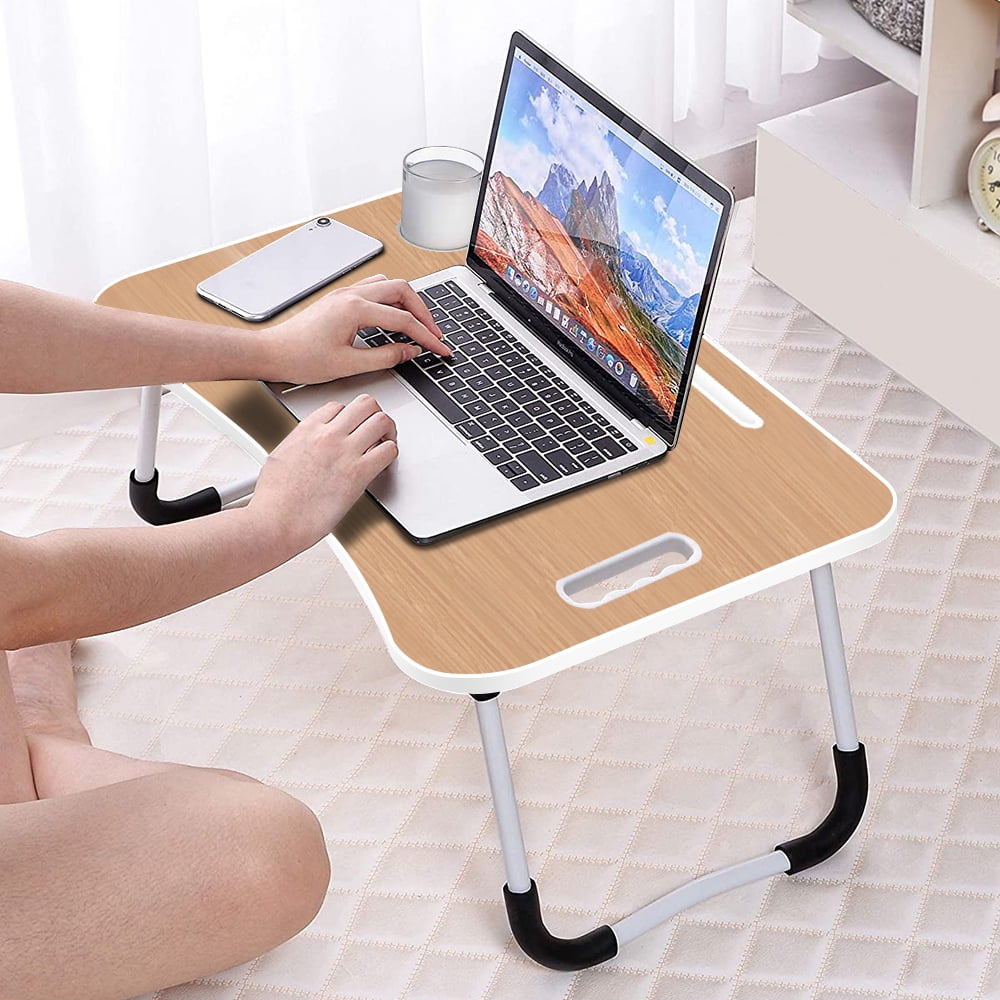 Drawing Movie on Bed Or As Personal Dinning Table Lap Desk,Adjustable Laptop Desk for Bed,Portable Lap Desks with Foldable Legs Mahogany Portable Standing Bed Desk,for Eating Writing Working 