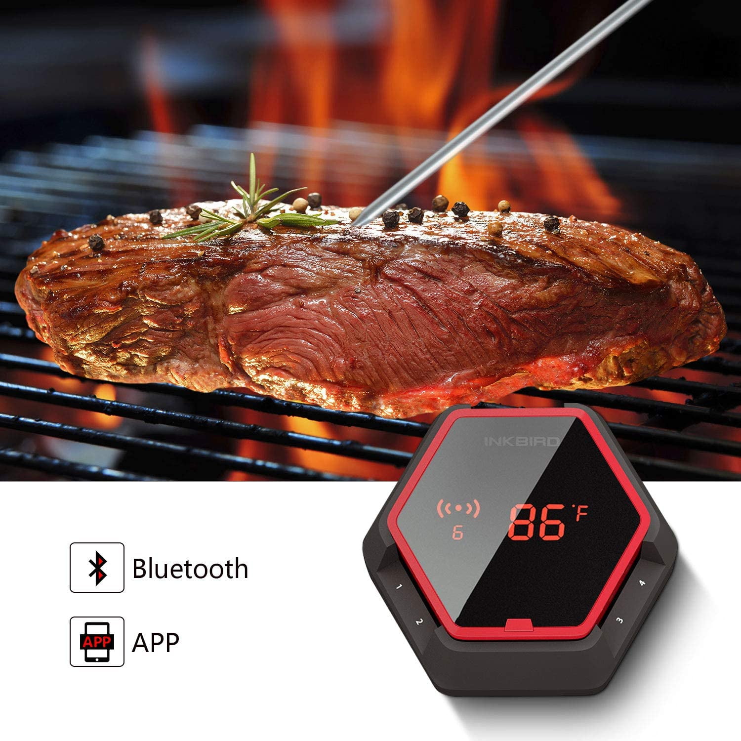 Inkbird Grill Bluetooth Bbq Thermometer Wireless Ibt 6xs 6 Probes Digital Smoker Grill Thermometer For Cooking 150ft Bluetooth Meat Thermometer Magn