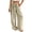 Khaki, variant on Minjewel Women's Loose Wide Leg Cotton Linen Pants with Drawstring, No Pocket Casual Trousers for Summer, Beach, and Daily Wear, Lightweight Breathable,Light Gray,XL