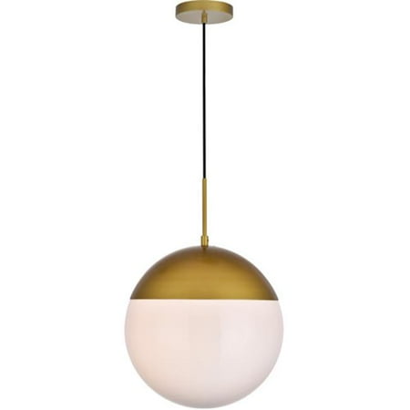 

Eclipse 1 Light Pendant Ceiling Light with Frosted White Glass Brass