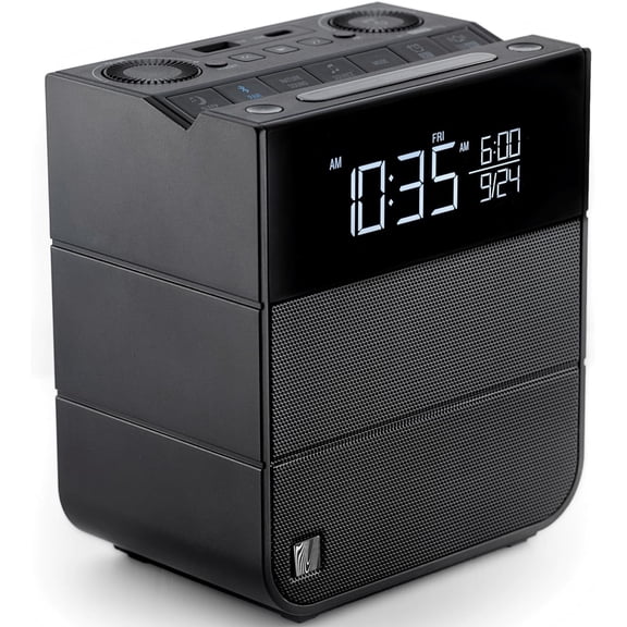 Sound Rise II, SFQ-16: Bedside Alarm Clock Radio & Bluetooth Speaker, with Large Display Screen, FM Radio, Fast USB Charging, and Nature Sound