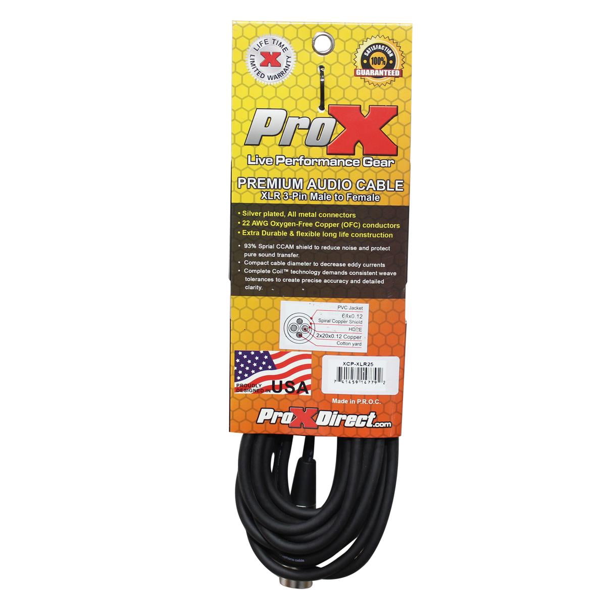 ProX Premium Series XCP-XLR25 25' XLR-F to XLR-M Balanced Audio Microphone Cable