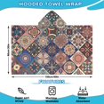 thumbnail image 2 of Multicolor Ethnic Geometric Pattern Hooded Bath Towel，60"x35" for Ages 3 To 12 Kids, Quick Dry Lightweight Soft Microfiber Hood Beach Towel Cover Up for Kids, 2 of 7