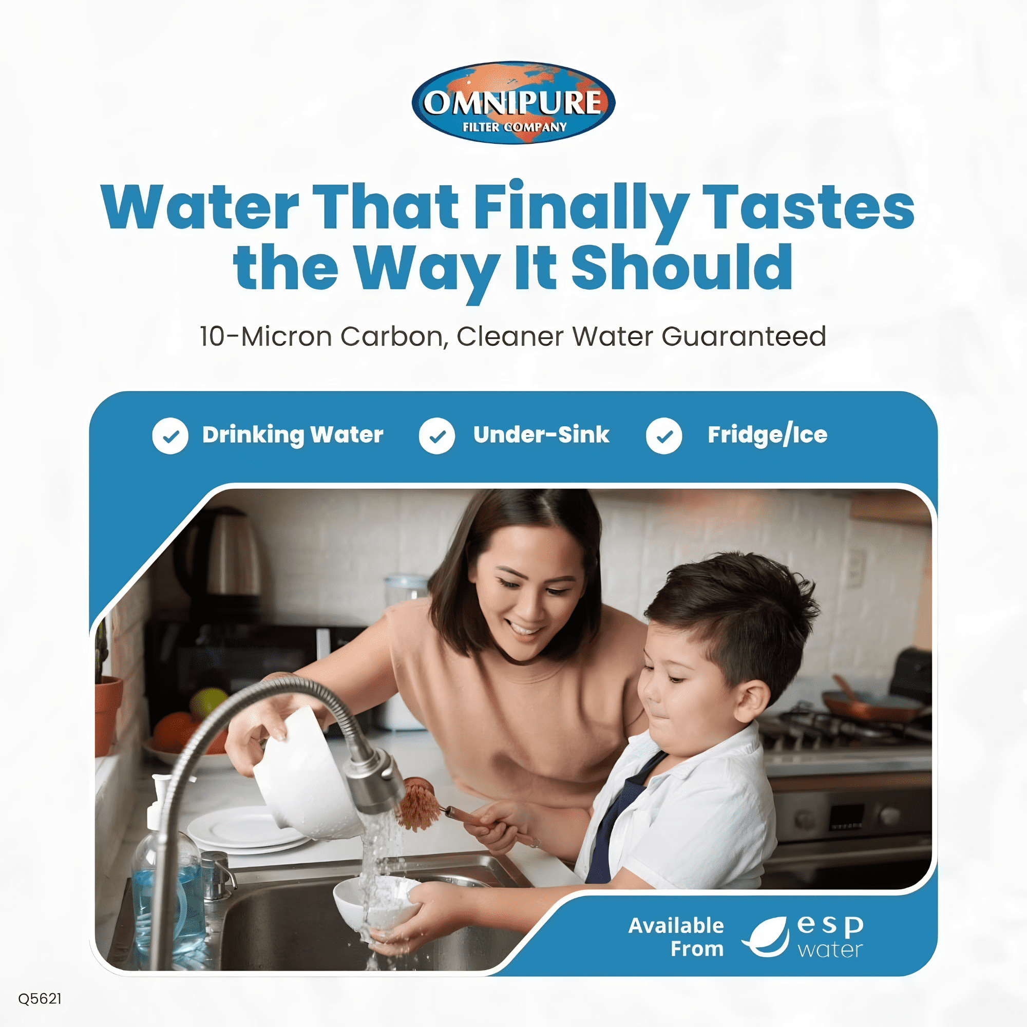 ESP Water Products Under-Sink Water Filters Carbon Block 10 Micron 2.5 x 12 Inches Replacement Water Filters