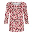 thumbnail image 5 of 3/4 Length Sleeve Womens Tops Color Block Print Crew Neck Shirts Loose Fit Going Out Tops Business Dressy Casual Tunic Blouses 2026 Summer Basic Tees Beach Vacation Outfits, 5 of 5