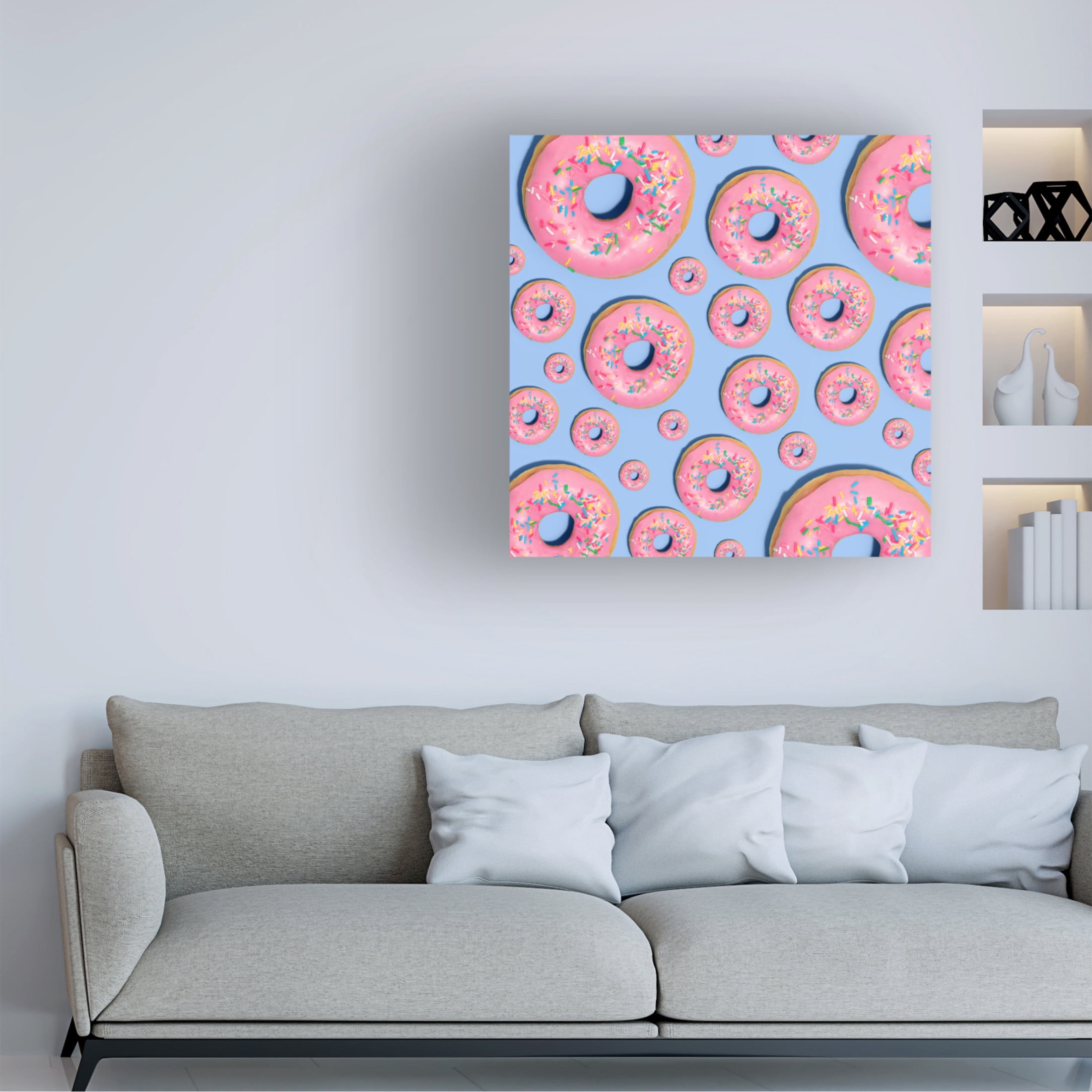 Canvas Wall Art - Julia Ramiro 'Donuts Q' Wall Art for Living Room, Bedroom, or Office Décor by Trademark Fine Art - 18 x 18 Inches