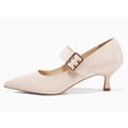 thumbnail image 2 of Womens Kitten Heels Mary Jane Shoes Closed Pointed Toe Dress Shoes Buckle Work Office Pump Shoes, 2 of 3